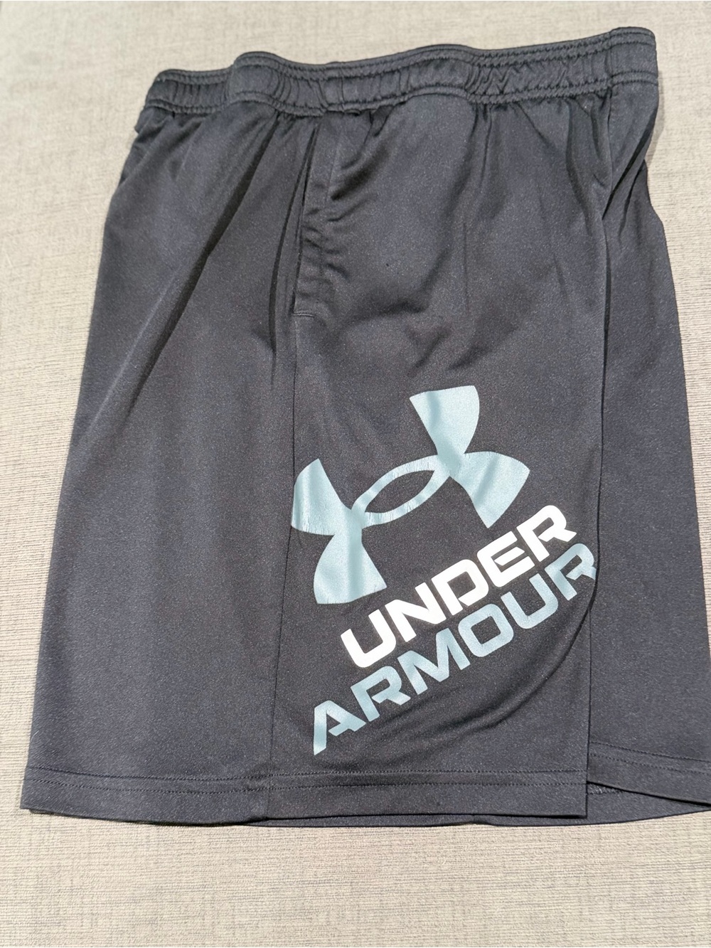 Under Armour Black Shorts with Light Blue Logo